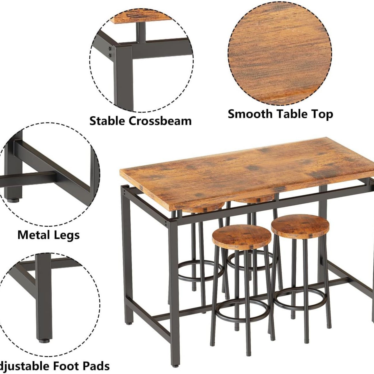 طقم طاولة طعام وكراسي من خمس ق - مراجعة Home Improvement Kitchen Set وسعره