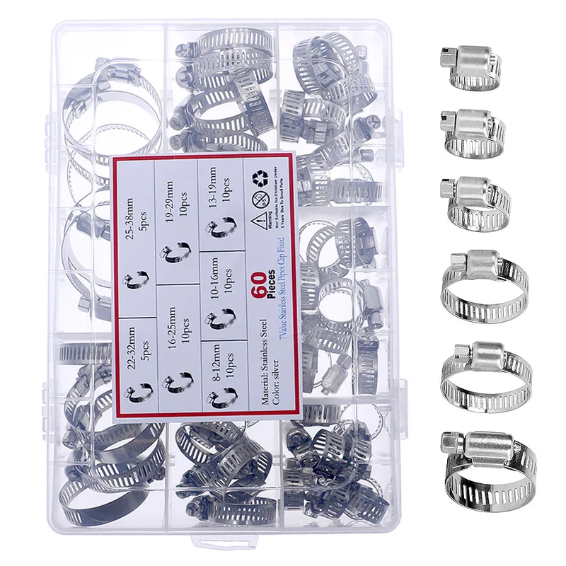 60 قطعة من مشابك خراطيم حقن ال - مراجعة Hose Clamp Assorted وسعره