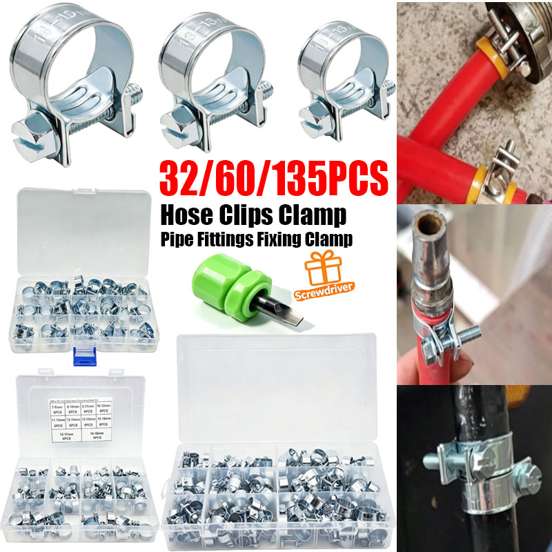 32/60/135 قطعة مشابك صغيرة بحج - مراجعة Hose Clamp Assorted وسعره