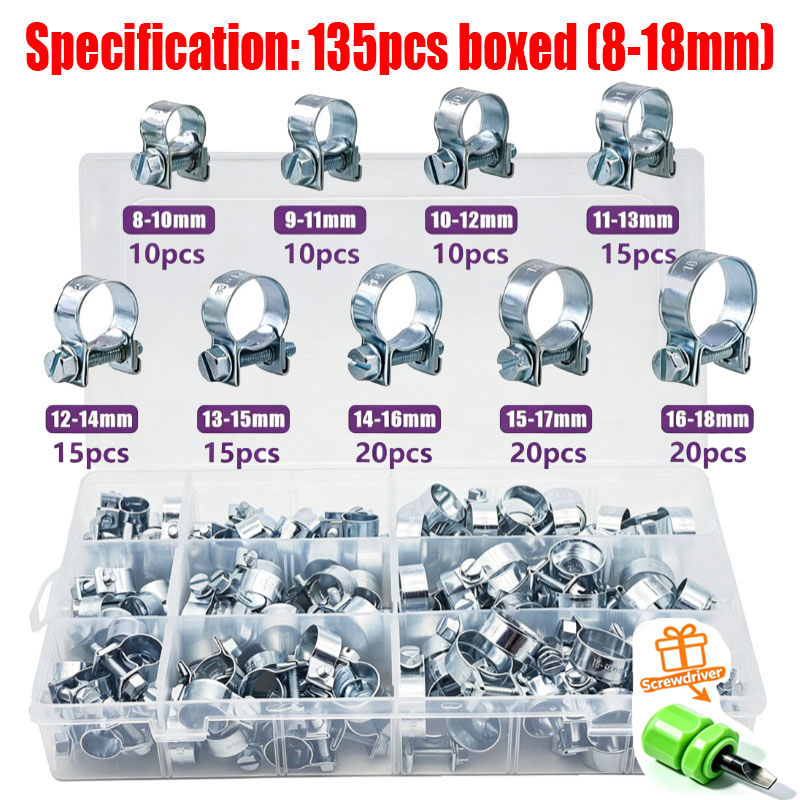 32/60/135 قطعة مشابك صغيرة بحج - مراجعة Hose Clamp Assorted وسعره